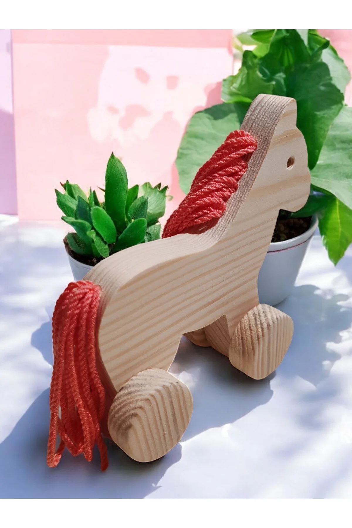 Ahşap Cutie Oyuncak Pembe At